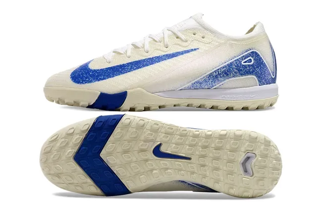 Nike Beige Blue Knit Upper Outsole Turf Soccer Shoes 5