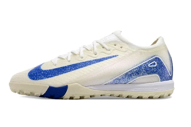 Nike Beige Blue Knit Upper Outsole Turf Soccer Shoes 8