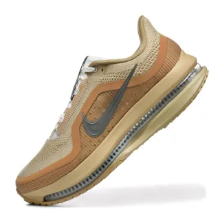 Nike Tênis de corrida bege marrom upper de malha engenheirada unidade de ar visível comprimento total