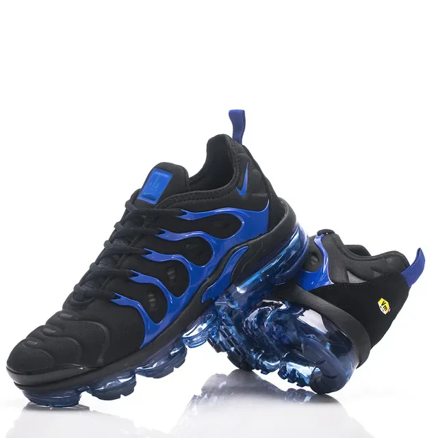 Nike Black Blue Flame-Pattern Cage Overlay Translucent Visible Air Sole Lifestyle Sneakers 4