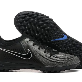 Nike Preto Azul Upper Knit Low Cut Collar Turf Tênis de Futebol