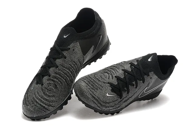 Nike Negro Azul Upper Knit Cuello Bajo Turf Zapatos de Fútbol 3