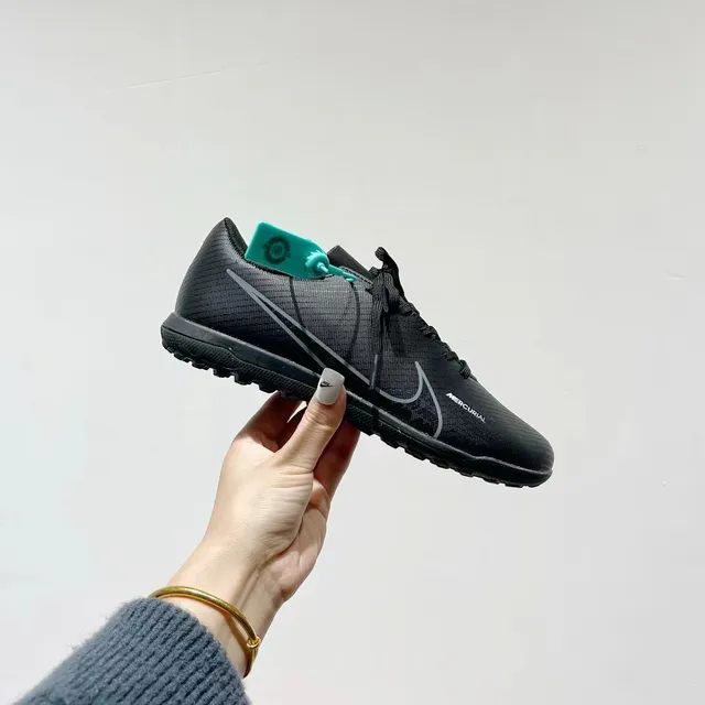 Nike Black Blue Low-Top Synthetic Mesh-Upper Turf Soccer Shoes 10