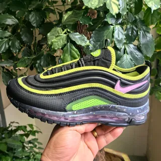 Nike أسود أخضر طبقات الموج المتداخلة شفاف منقط Air Unit سنيكرز لايف ستايل