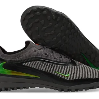 耐克黑色绿色低切轮廓Flyknit-Style工程针织鞋面草地足球鞋