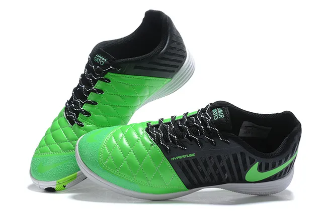 Nike Negro Verde Acolchado Caja Dedo Malla Perforada Superior Zapatos Fútbol Interior 4