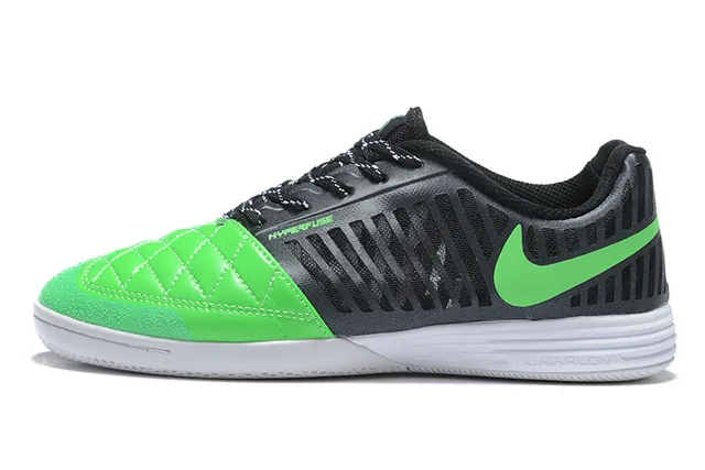 Nike Negro Verde Acolchado Caja Dedo Malla Perforada Superior Zapatos Fútbol Interior 7