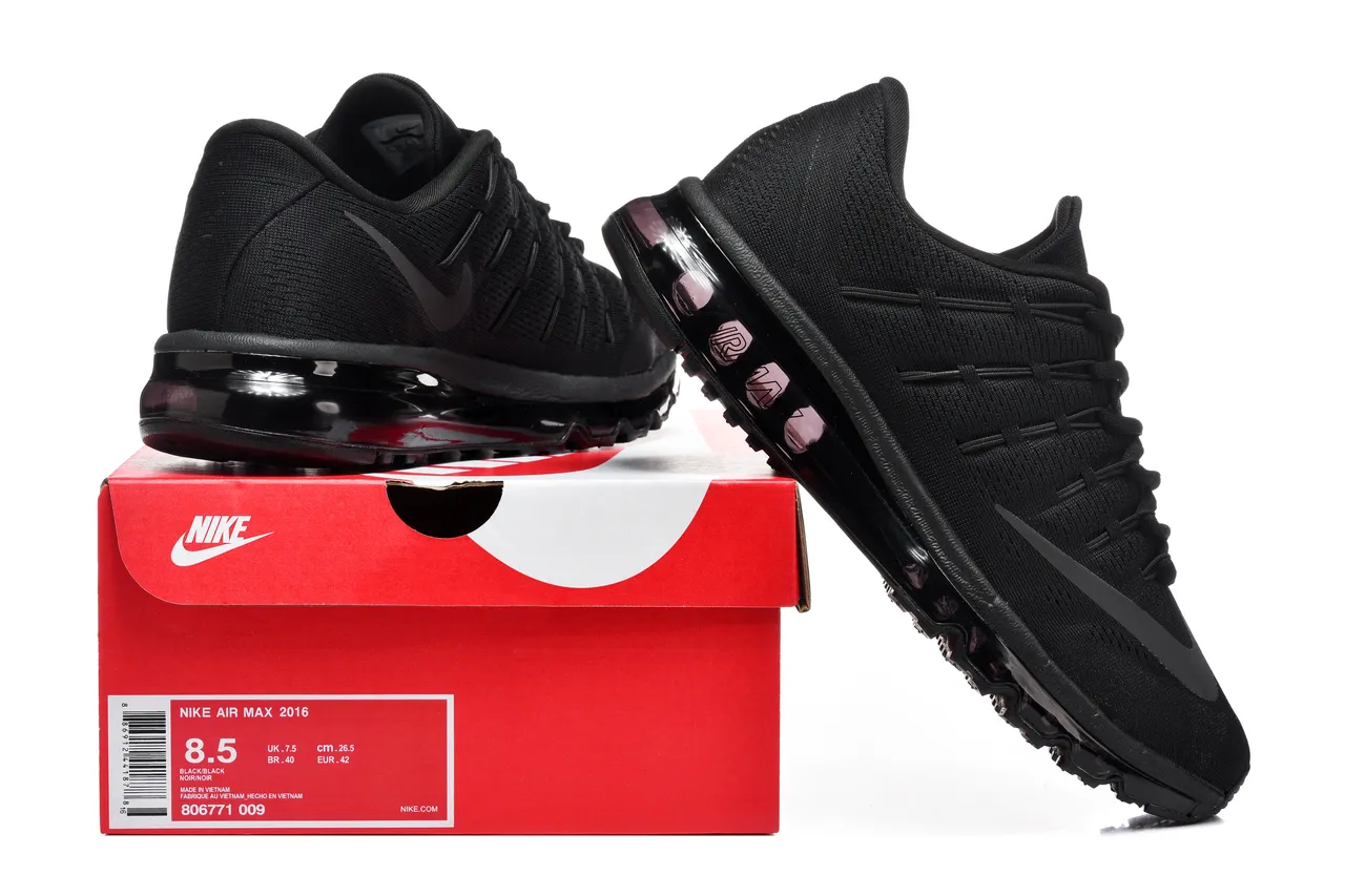 Nike Black Knit Upper Full-Length Visible Air Unit Running Shoes 8