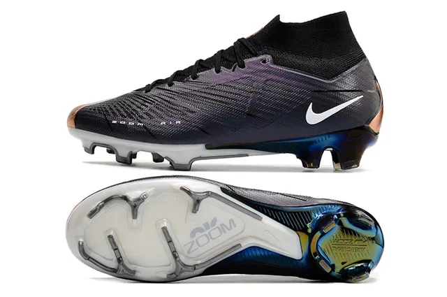 Nike কালো বেগুনি হাই-কাট সক-ফিট কলার টেক্সচার্ড সিন্থেটিক আপার ফার্ম-গ্রাউন্ড সকার জুতা 2