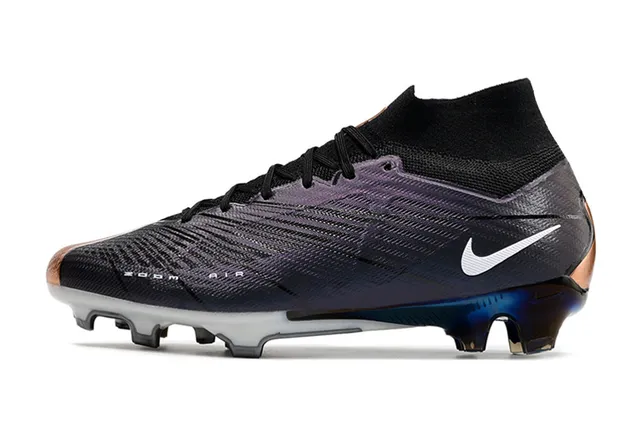 Nike কালো বেগুনি হাই-কাট সক-ফিট কলার টেক্সচার্ড সিন্থেটিক আপার ফার্ম-গ্রাউন্ড সকার জুতা 5