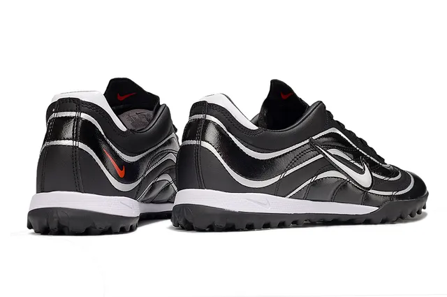 Nike Black White Leather Upper Wave-Style Overlays Turf Soccer Shoes 5