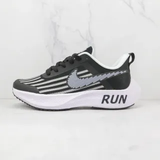नाइक काला-सफेद मेश-एंड-सिंथेटिक ऊपरी रैखिक Swoosh ग्राफिक रनिंग शूज