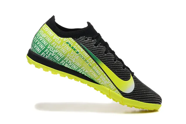 Nike Black Yellow Knit Upper Gradient Swoosh Turf Soccer Shoes 3