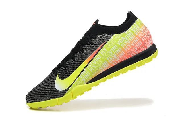 Nike Black Yellow Knit Upper Gradient Swoosh Turf Soccer Shoes 4