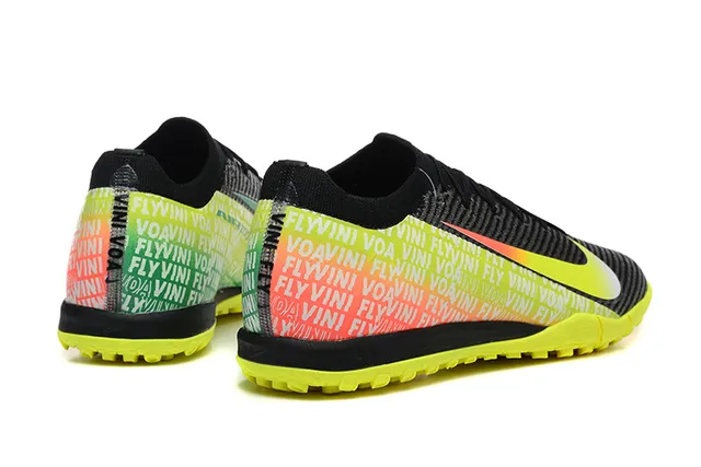 Nike Black Yellow Knit Upper Gradient Swoosh Turf Soccer Shoes 5