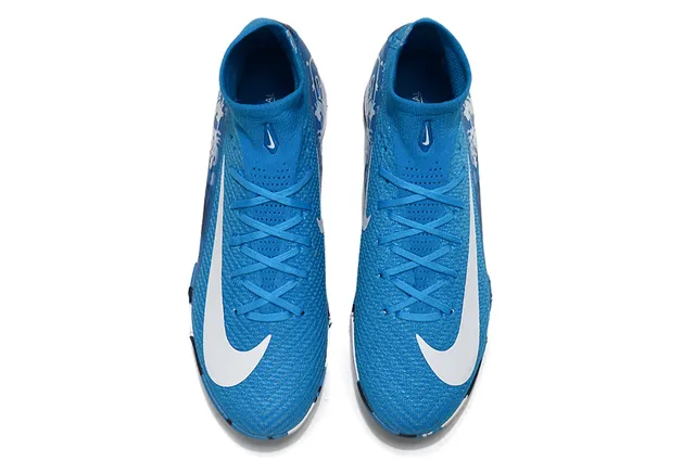 Nike Tênis de futebol azul marinho de cano alto com gola de meia impressão de camuflagem na parte superior para gramado 2