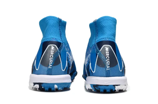 Nike Tênis de futebol azul marinho de cano alto com gola de meia impressão de camuflagem na parte superior para gramado 4