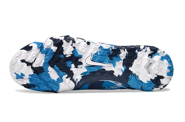 Nike Tênis de futebol azul marinho de cano alto com gola de meia impressão de camuflagem na parte superior para gramado 6