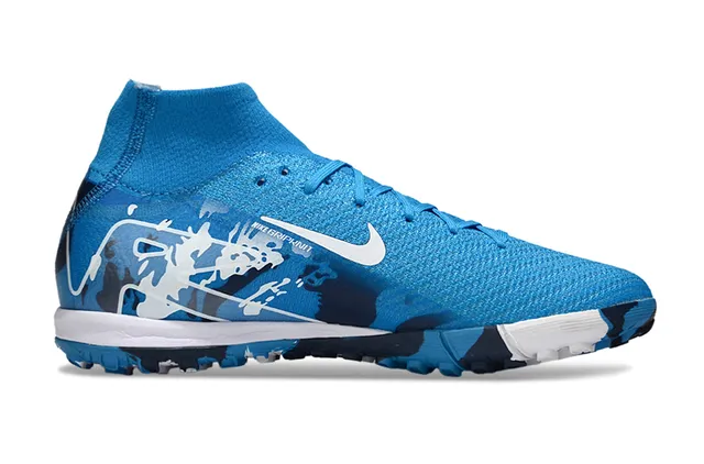 Nike Tênis de futebol azul marinho de cano alto com gola de meia impressão de camuflagem na parte superior para gramado 7