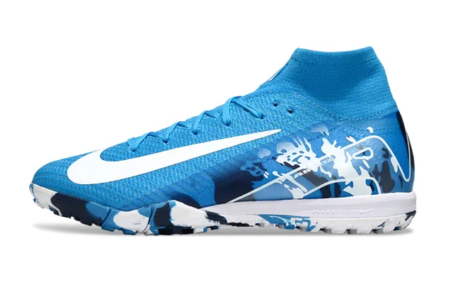 Nike Tênis de futebol azul marinho de cano alto com gola de meia impressão de camuflagem na parte superior para gramado 8