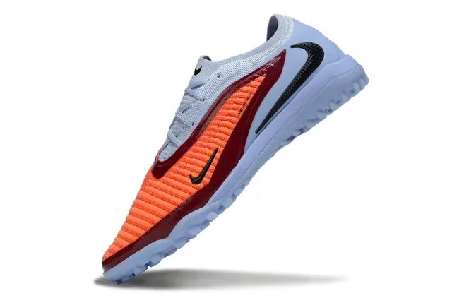 Nike Azul Laranja Low-Cut Knit-Toebox Sapatos de Futebol para Gramado 3