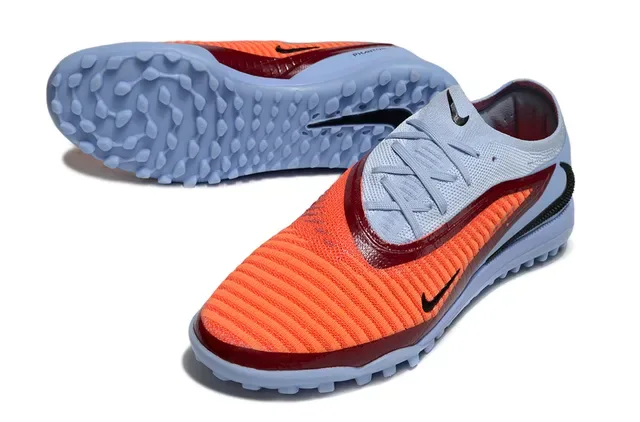 Nike Azul Laranja Low-Cut Knit-Toebox Sapatos de Futebol para Gramado 4