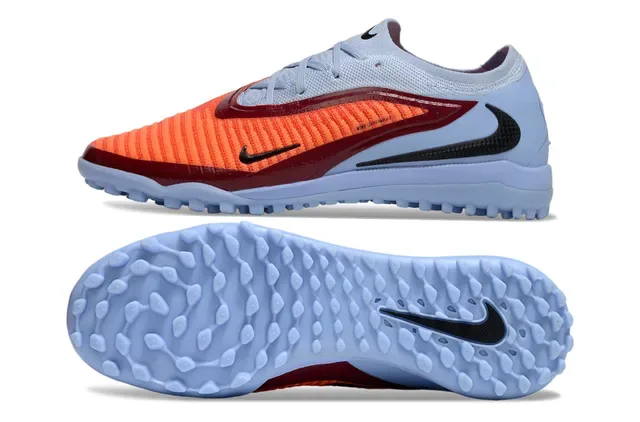 Nike Azul Laranja Low-Cut Knit-Toebox Sapatos de Futebol para Gramado 6