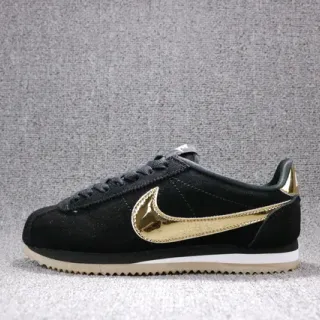 Nike Cortez أسود وذهبي معدني أسلوب حياة حذاء رياضي