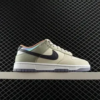 Nike Dunk Low بيج أسود إيريديسينت كعب حذاء أسلوب حياة