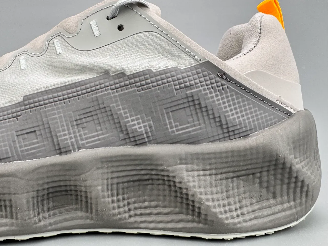 Nike Gray Orange Laceless Elastic Strap Pixelated Grid Cage Sneakers 9