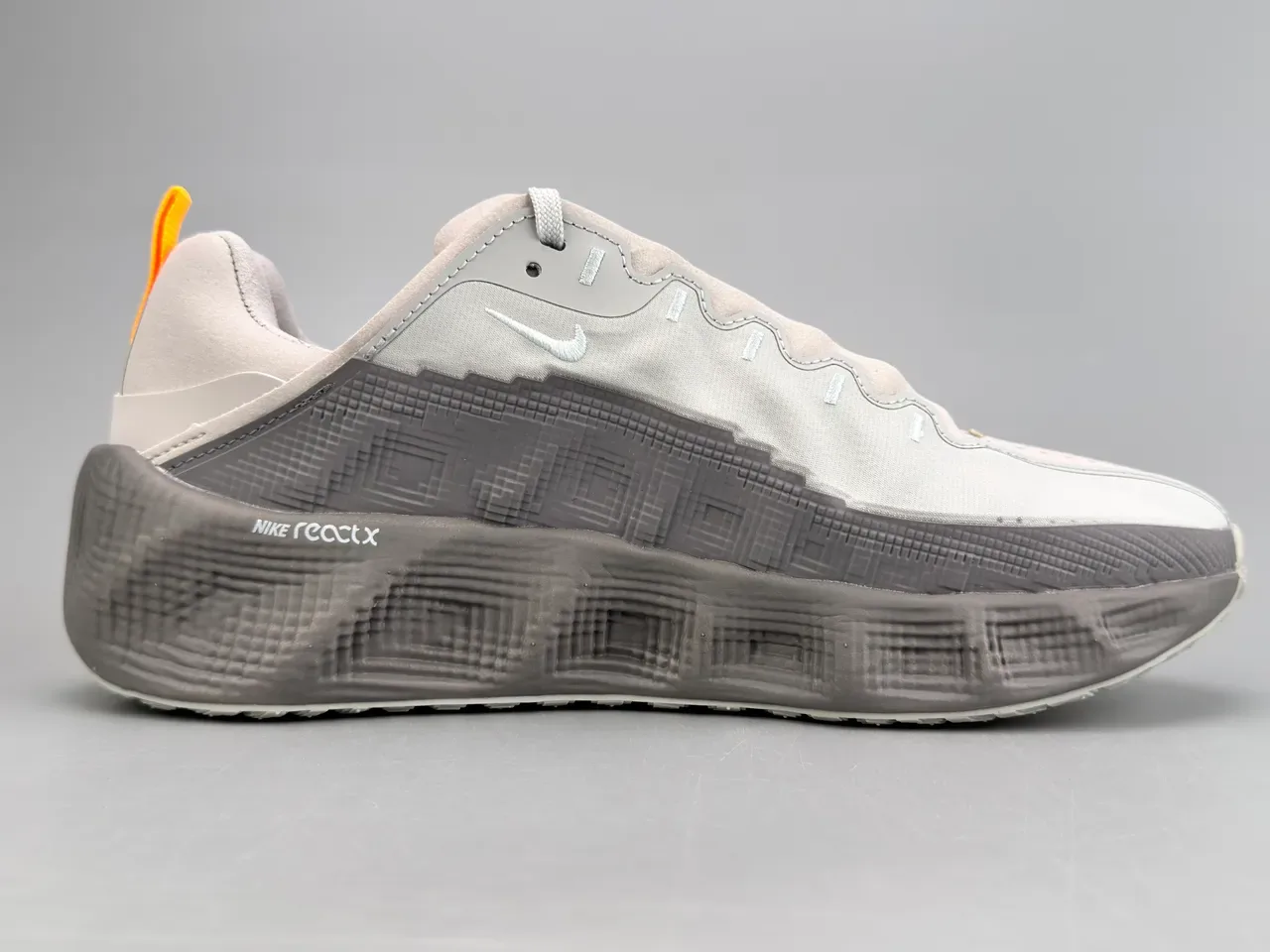 Nike Gray Orange Laceless Elastic Strap Pixelated Grid Cage Sneakers 10