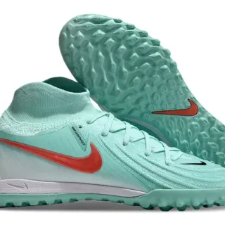 Nike Green Red Sock-Fit Knit Upper High-Top Ankle Collar Turf Soccer Shoes