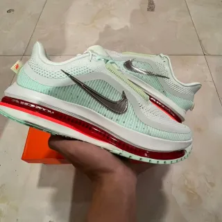 Nike Verde Vermelho Visível Full-Length Air Zoom Unidade Engenhada Malha Superior Sapatos de Corrida