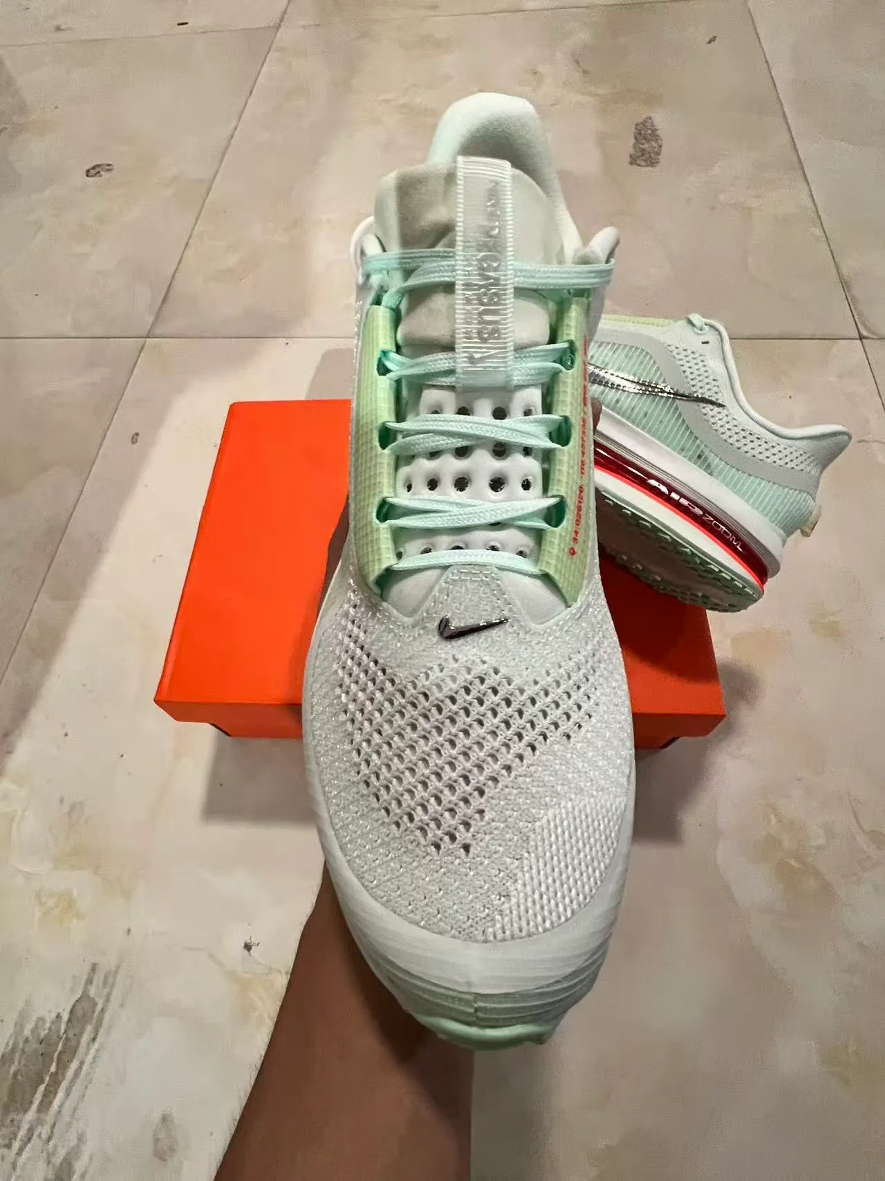 Nike Green Red Visible Full-Length Air Zoom Unit Engineered Mesh Upper Running Shoes 3