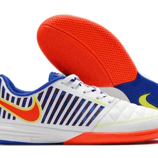 Nike Hypervenom Indoor White Blue Quilted Toe Box Vertical Striped Synthetic Overlay Indoor Soccer Shoes