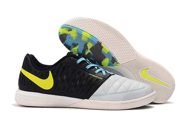 Nike Hypervenom Indoor blanc et bleu boîte à orteils matelassée bande synthétique rayée verticalement chaussures de football indoor 4