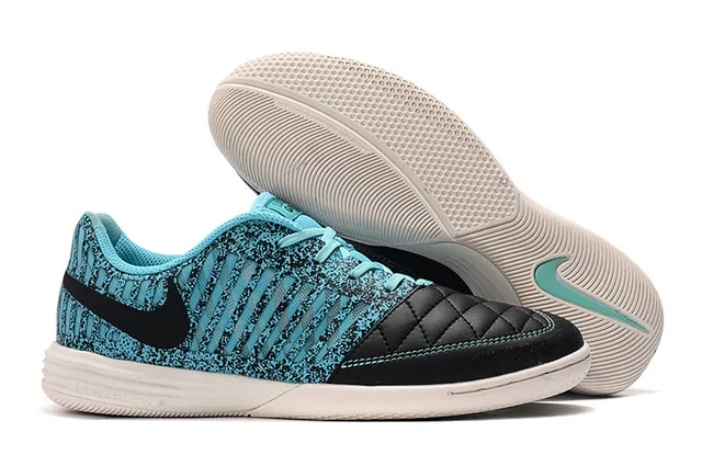 Nike Hypervenom Indoor blanc et bleu boîte à orteils matelassée bande synthétique rayée verticalement chaussures de football indoor 5