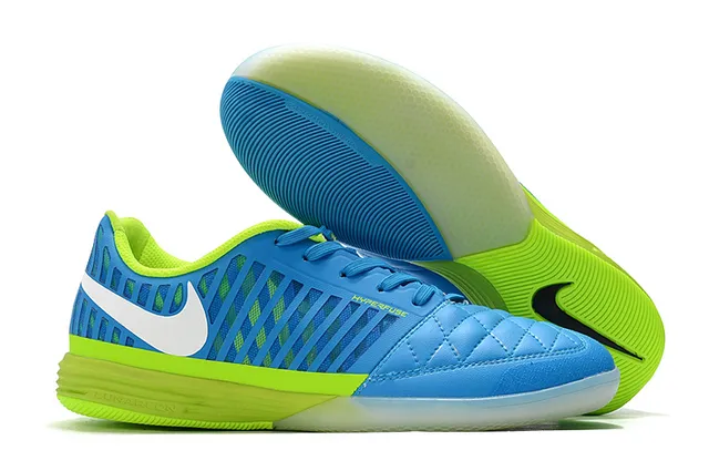 Nike Hypervenom Indoor blanc et bleu boîte à orteils matelassée bande synthétique rayée verticalement chaussures de football indoor 18