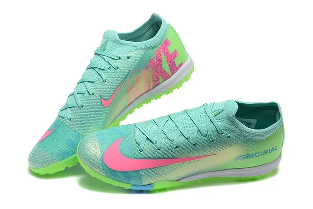 Nike Mercurial Verde Rosa Flyknit Upper Iridiscente Gradiente Césped Sintético Zapatos de Fútbol 3