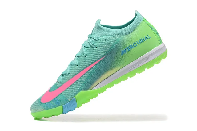 Nike Mercurial Verde Rosa Flyknit Upper Iridiscente Gradiente Césped Sintético Zapatos de Fútbol 5