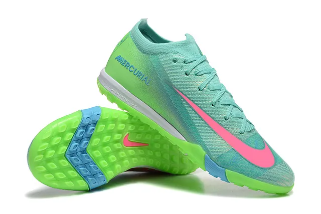 Nike Mercurial Verde Rosa Flyknit Upper Iridiscente Gradiente Césped Sintético Zapatos de Fútbol 6