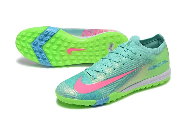 Nike Mercurial Verde Rosa Flyknit Upper Iridiscente Gradiente Césped Sintético Zapatos de Fútbol 7