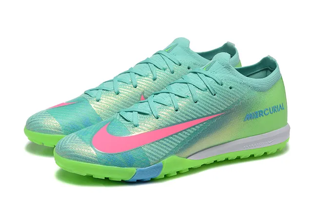 Nike Mercurial Verde Rosa Flyknit Upper Iridiscente Gradiente Césped Sintético Zapatos de Fútbol 8