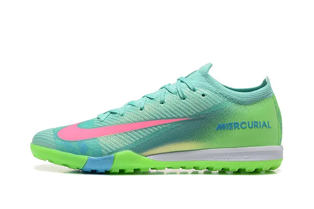 Nike Mercurial Verde Rosa Flyknit Upper Iridiscente Gradiente Césped Sintético Zapatos de Fútbol 10