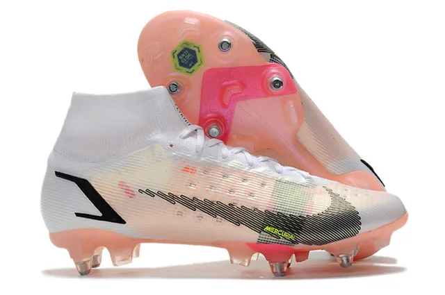 Nike Mercurial Haut-Coupé Bleu Violet Vert Néon Terre ferme Chaussures de football 9