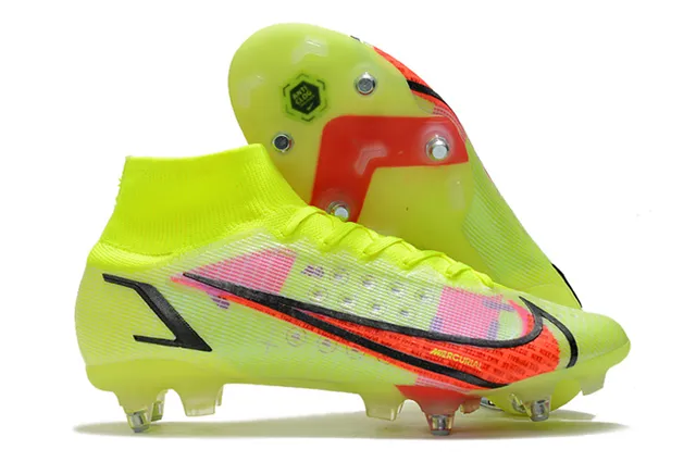Nike Mercurial Haut-Coupé Bleu Violet Vert Néon Terre ferme Chaussures de football 10