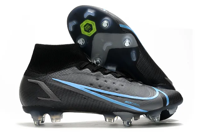 Nike Mercurial Haut-Coupé Bleu Violet Vert Néon Terre ferme Chaussures de football 11