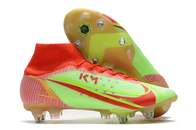 Nike Mercurial Haut-Coupé Bleu Violet Vert Néon Terre ferme Chaussures de football 12