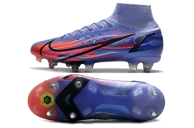 Nike Mercurial Haut-Coupé Bleu Violet Vert Néon Terre ferme Chaussures de football 16
