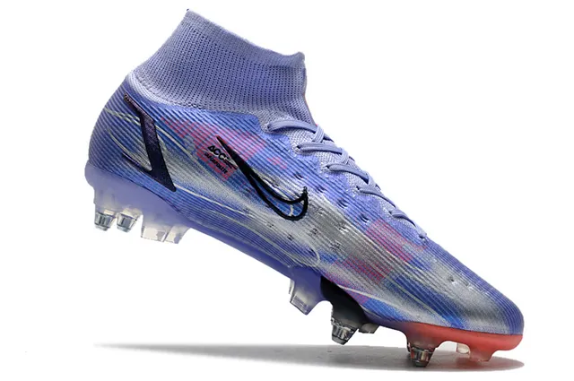 Nike Mercurial Haut-Coupé Bleu Violet Vert Néon Terre ferme Chaussures de football 17